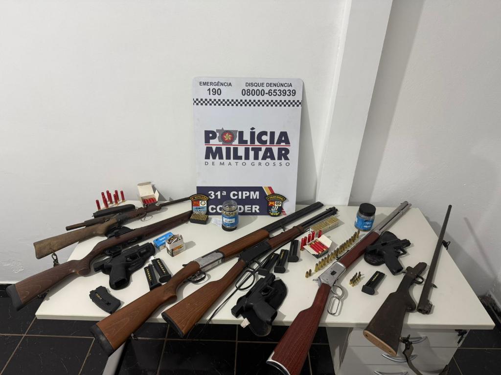 Patrulha Rural prende cinco homens e apreende nove armas de fogo em Colíder -