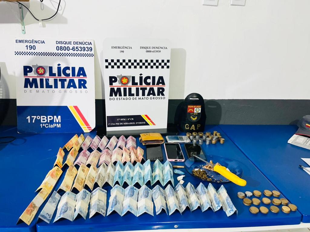 Polícia Militar detém quadrilha com porções de pasta base de cocaína e R$ 1,4 mil em dinheiro -