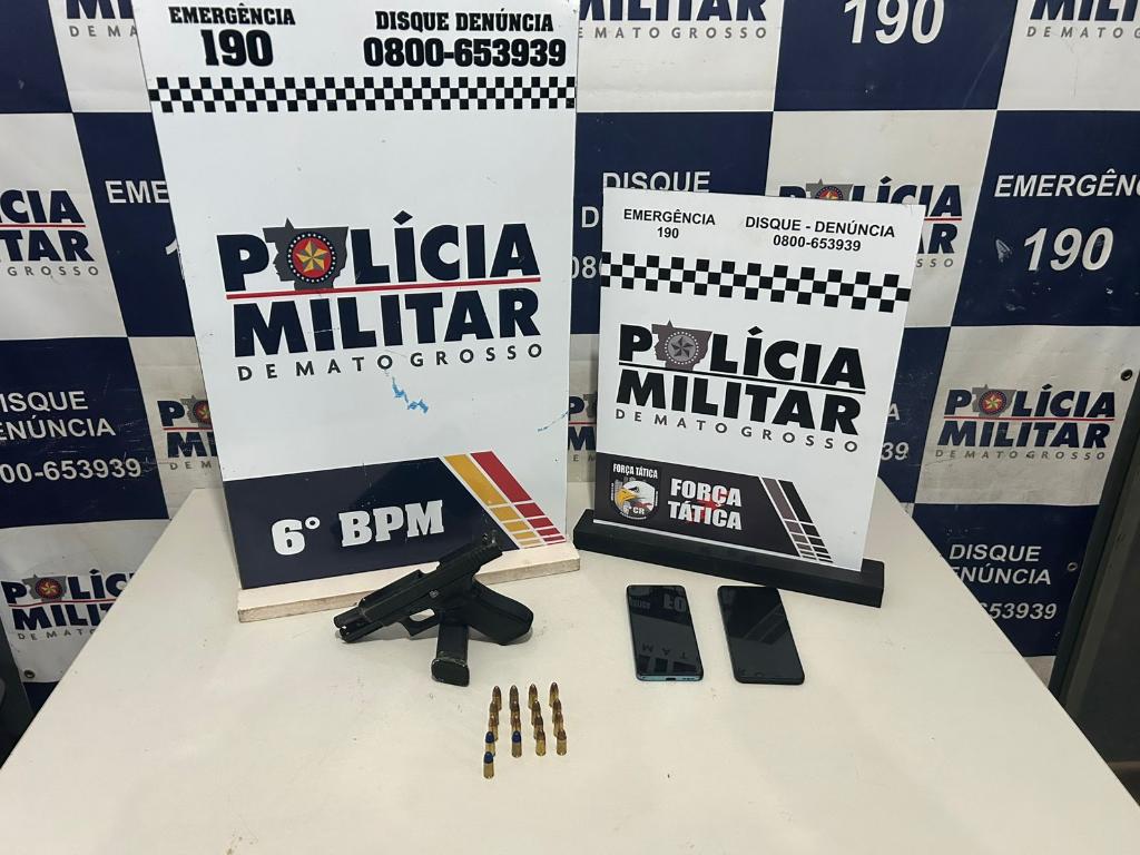 Polícia Militar conduz dois faccionados com pistola e frustra homicídio em Cáceres -