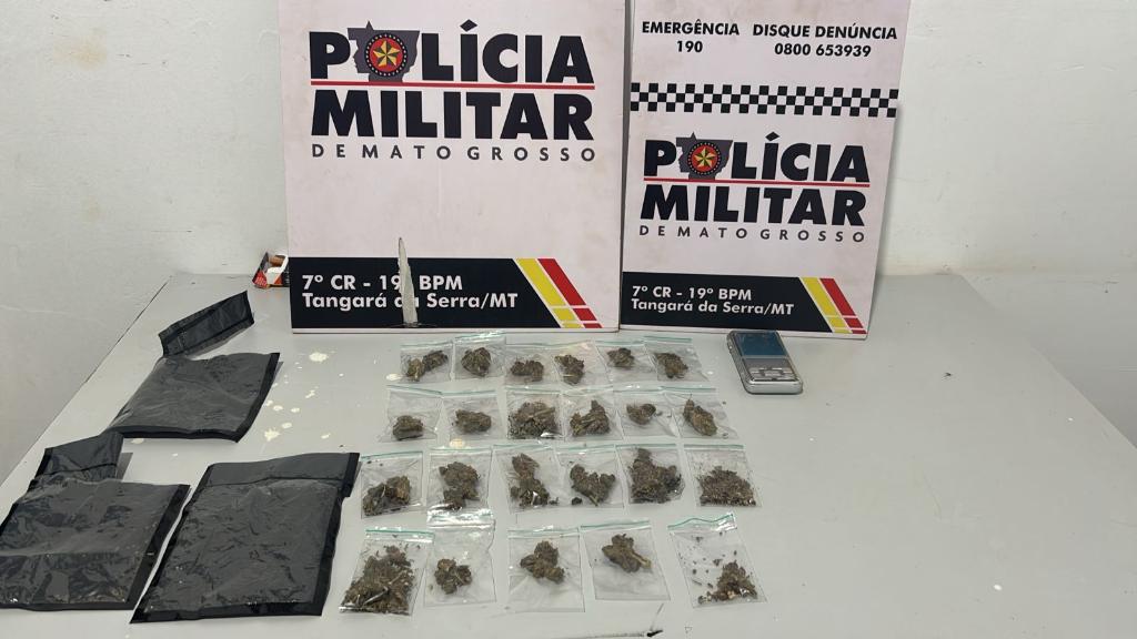Homem é preso pela Polícia Militar com porções de maconha skank em Tangará da Serra -