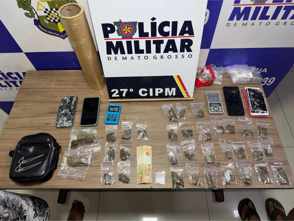 PM prende dois faccionados por tráfico de drogas e apreende 34 porções de entorpecentes -